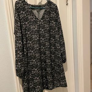 Black and White Long Sleeve Dress